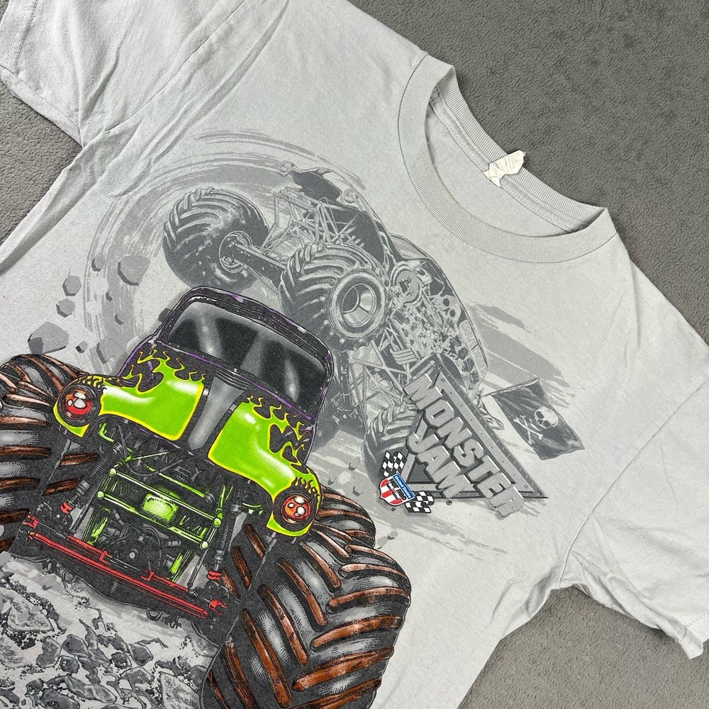 Monster Jam Youth XL Grave Digger T Shirt Gray
